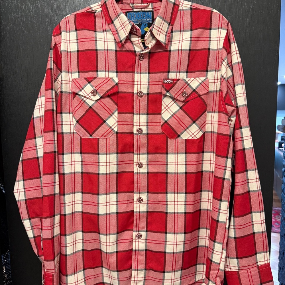 DIXXON MADISON Red and White Plaid Men's Shirt Flannel Size M